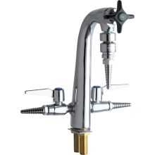 Single Hole Lab Faucet with Cross Handle, Vacuum Breaker Spout and Two Turret Outlets