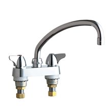 Commercial Grade Low Arch Kitchen Faucet with Lever Handles - 4" Faucet Centers