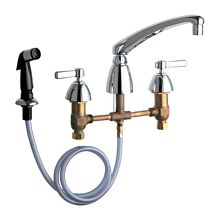 Commercial Grade Kitchen Faucet with Lever Handles and Side Spray - 8" Faucet Centers (Eco-Friendly Flow Rate)