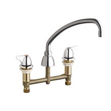 Commercial Grade Low Arch Kitchen Faucet with Wing Handles - 8" Faucet Centers (Eco-Friendly Flow Rate)