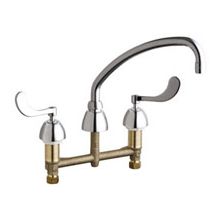 Commercial Grade Low Arch Kitchen Faucet with Wrist Blade Handles - 8" Faucet Centers (Eco-Friendly Flow Rate)