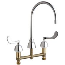 Commercial Grade High Arch Kitchen Faucet with Wrist Blade Handles - 8" Faucet Centers