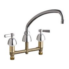 Commercial Grade Low Arch Kitchen Faucet with Lever Handles - 8" Faucet Centers