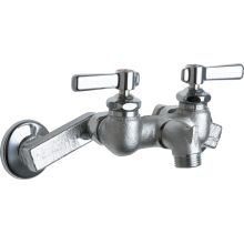 Wall Mounted Service Sink Faucet with Rigid Spout with Pail Hook and Metal Lever Handles