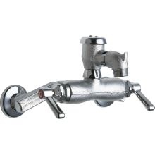 Wall Mounted Service Sink Faucet with Atmospheric Vacuum Breaker Rigid Spout with Pail Hook and Metal Lever Handles