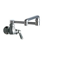 Wall Mounted Pot Filler Faucet with Lever Handle and 12-7/8" Full-Flow Swing Spout