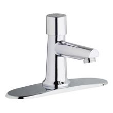 Single Supply Hot / Cold Water Basin Faucet with Self Closing Button Handle - 8" Centerset Installation