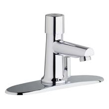 Single Supply Hot / Cold Water Basin Faucet with Self Closing Button Handle - 8" Centerset Installation