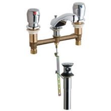 Widespread Bathroom Faucet with 8" Faucet Centers and Push Button Handles - Drain Assembly Included