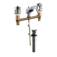 Widespread Bathroom Faucet with 8" Faucet Centers and Push Button Handles - Drain Assembly Included