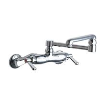 Wall Mounted Pot Filler Faucet with Lever Handles and 13" Full-Flow Swing Spout