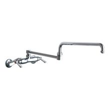 Wall Mounted Pot Filler Faucet with Lever Handles and 23-3/4" Full-Flow Swing Spout