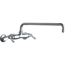 Wall Mounted Pot Filler Faucet with Lever Handles and 15" Full-Flow Swing Spout
