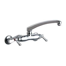 Wall Mounted Pot Filler Faucet with Lever Handles and 11" Full-Flow Swing Spout