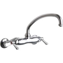 Wall Mounted Pot Filler Faucet with Lever Handles and 9-3/8" Full-Flow Swing Spout