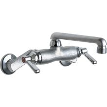 Wall Mounted Service Sink Faucet with Cast Swing Spout and Metal Lever Handles