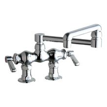 Deck Mounted Pot Filler Faucet with Lever Handles and 13" Full-Flow Swing Spout