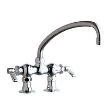 Deck Mounted Kitchen Faucet with Lever Handles and 9-1/2" Full-Flow Swing Spout