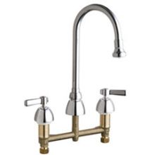 Commercial Grade High Arch Kitchen Faucet with Lever Handles - 8" Faucet Centers (Eco-Friendly Flow Rate)
