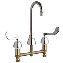Commercial Grade High Arch Bathroom Faucet with Wrist Blade Handles - 8" Faucet Centers