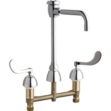 Deck Mounted 8" Centerset Kitchen Faucet with Rigid/Swing Vacuum Breaker Spout and Wrist Blade Handles