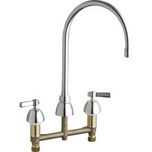 Commercial Grade High Arch Kitchen Faucet with Lever Handles - 8" Faucet Centers
