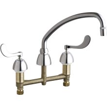 Commercial Grade Low Arch Kitchen Faucet with Wrist Blade Handles - 8" Faucet Centers