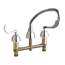 Commercial Grade Low Arch Kitchen Faucet with Wrist Blade Handles - 8" Faucet Centers (Eco-Friendly Flow Rate)