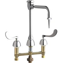 Deck Mounted 8" Centerset Lab Faucet with Rigid/Swing Vacuum Breaker Spout and Wrist Blade Handles