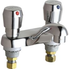 Centerset Bathroom Faucet with 4" Faucet Centers and Push Button Handles