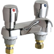 Centerset Bathroom Faucet with 4" Faucet Centers and Push Button Handles