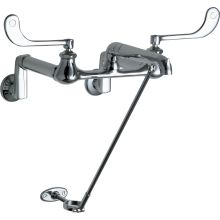 Flushing Rim Utility Faucet with Rigid Spout, Flush Valve Pipe Support and Elbow Blade Handles