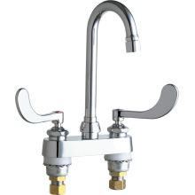 Commercial Grade Centerset Bathroom Faucet with Wrist Blade Handles - 4" Faucet Centers