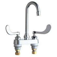 Commercial Grade Centerset Bathroom Faucet with Wrist Blade Handles - 4" Faucet Centers