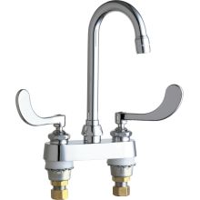 Commercial Grade Centerset Bathroom Faucet with Wrist Blade Handles - 4" Faucet Centers