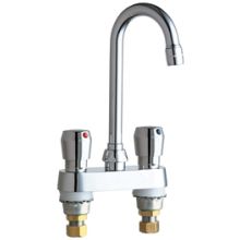 Commercial Grade Centerset Bathroom Faucet with High Arch Spout and Push Knob Handles