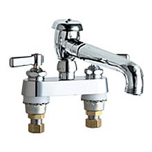 Deck Mounted 4" Centerset Utility Faucet with Cast Atmospheric Vacuum Breaker Swing Spout and Metal Lever Handles