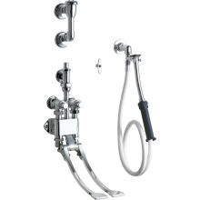Wall Mounted Pedal Valve Concealed Bed Pan Flusher with Volume Control Unit, 48" Vinyl Hose and Loose Key Stop