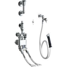 Wall Mounted Pedal Valve Concealed Bed Pan Flusher with Volume Control Angle Valve, 48" Vinyl Hose and Loose Key Stop