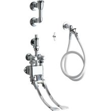 Wall Mounted Pedal Valve Concealed Bed Pan Flusher with Volume Control Angle Valve, 48" Vinyl Hose and Loose Key Stop