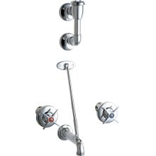 Wall Mounted Service Sink Faucet with Elevated Vacuum Breaker Spout and Metal Cross Handles
