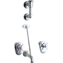 Wall Mounted Service Sink Faucet with Elevated Vacuum Breaker, Spout, Pail Hook, Wall Brace and Metal Cross Handles