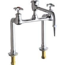 Bridge Style Lab Faucet with Cross Handles, Swinging Vacuum Breaker Spout and Risers