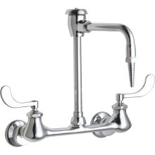 Wall Mounted Lab Faucet with Wrist Blade Handles and High Arch Vacuum Breaker Spout
