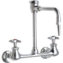 Wall Mounted Lab Faucet with Cross Handles and High Arch Vacuum Breaker Spout