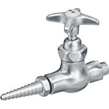 Wall Mounted Laboratory Distilled Water Faucet with Removable Serrated Nozzle Outlet and Metal Cross Handle