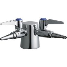Vandal Resistant Laboratory Dual Service Turret with Serrated Nozzle Outlets with Check Valve and Metal Lever Handles