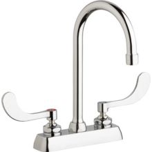 Commercial Grade Centerset Kitchen Faucet with Wrist Blade Handles - 4" Faucet Centers