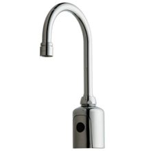 Sensor Activated, Single Supply (Pre-Tempered) Touchless Faucet with Gooseneck Cast Brass Spout and Field Adjustable Modes and Ranges.  Battery Powered.
