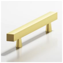Modern Solid Brass 3 Inch Center to Center Squared Bar Cabinet Handle / Drawer Pull - Made in USA